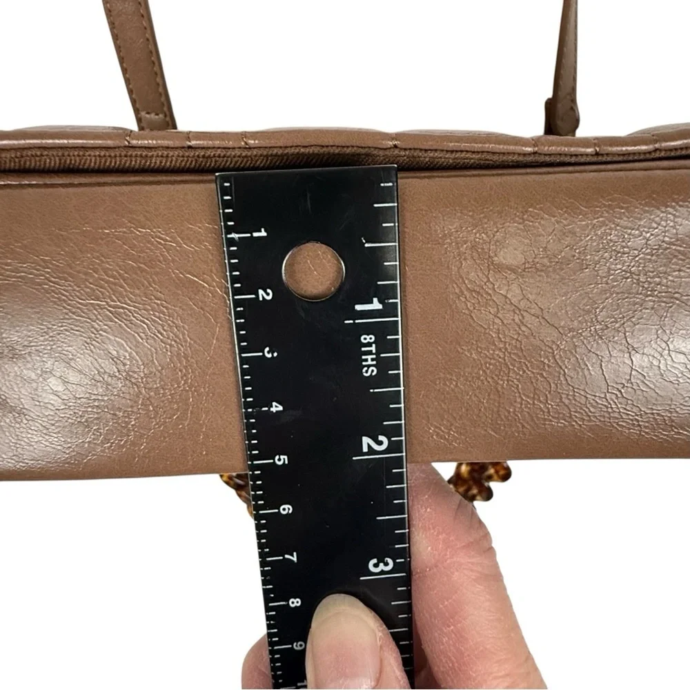 Like Dreams Taupe Quilted Shoulder Bag with Tortoise Chain & Detachable Strap